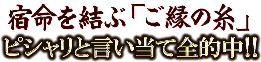 宿命を結ぶ「ご縁の糸」ピシャリと言い当て全的中！！